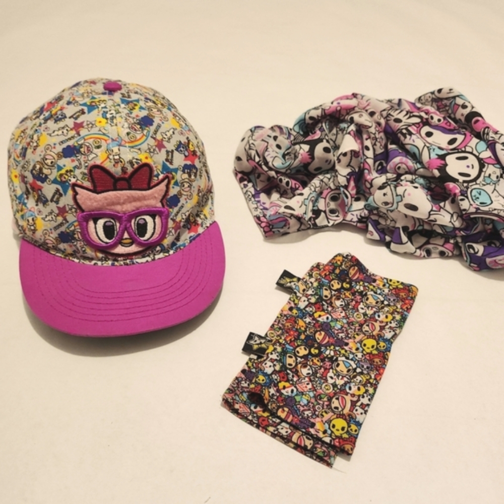 Neon Star Lot - Hat, Scarf, Fingerless gloves